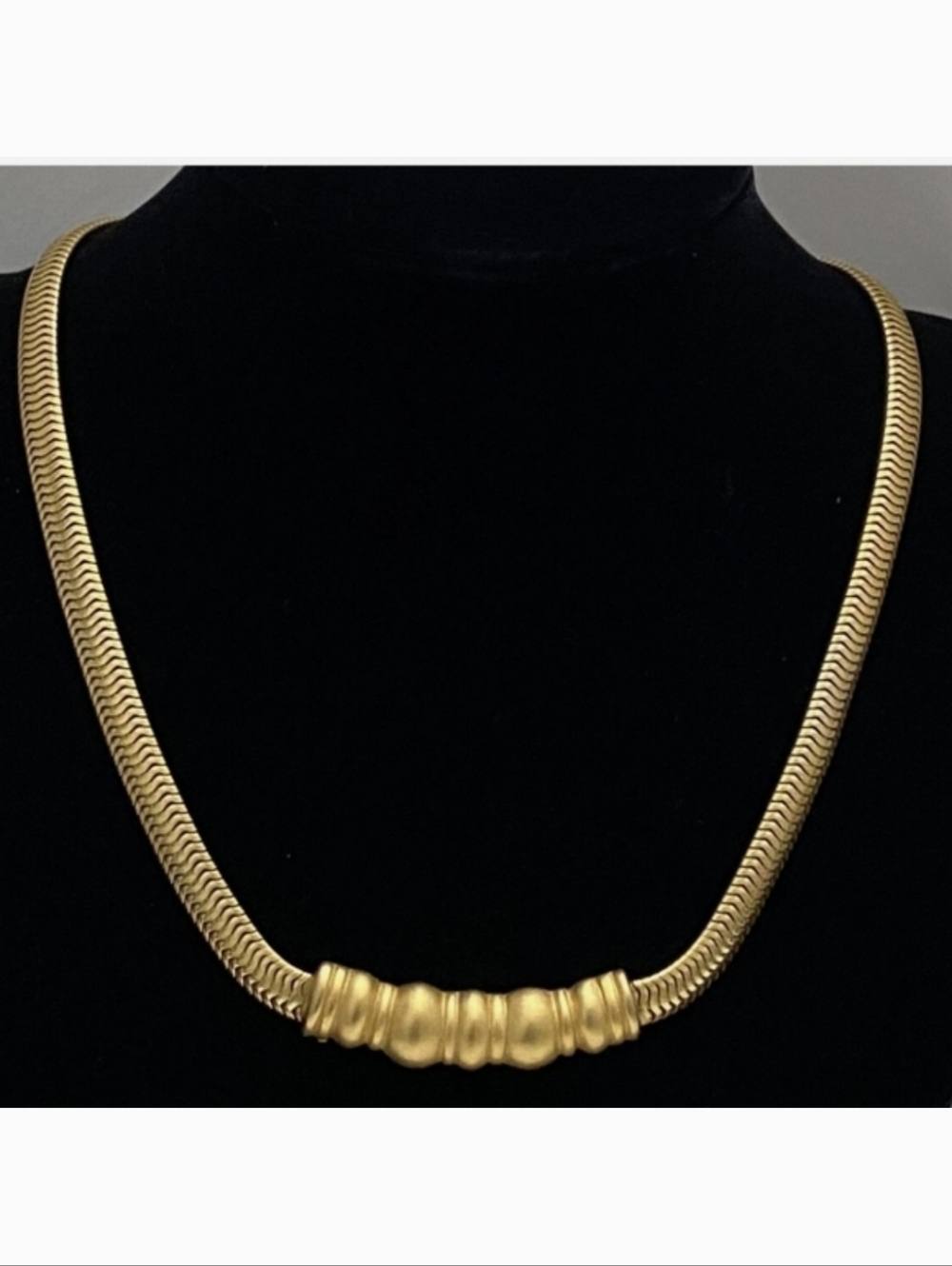 Vintage Monet Gold Tone Snake Chain Necklace Signed